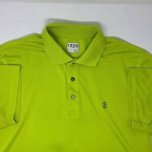 IZOD Golf X-Treme Function Athletic Lime Green Men's Polo Shirt Size Large